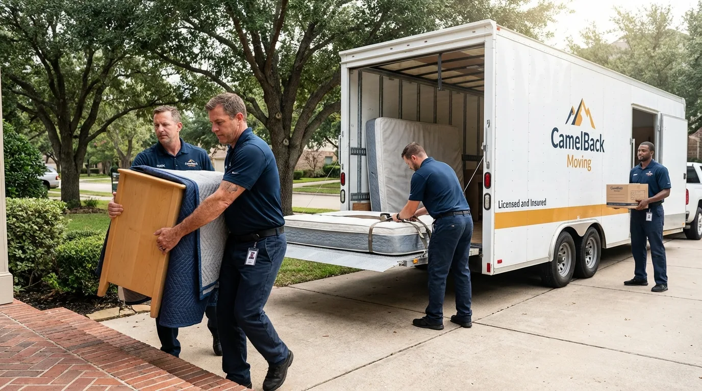 Crew loading residential truck for cross-state move from Luray, VA