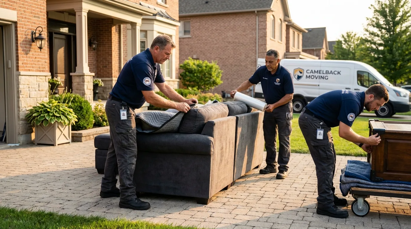 Large estate moving crew wrapping furniture in Luray, VA